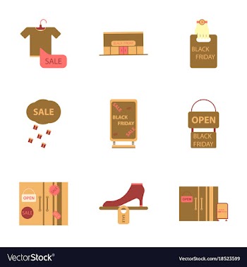 Flat assembly icons of black friday set vector image