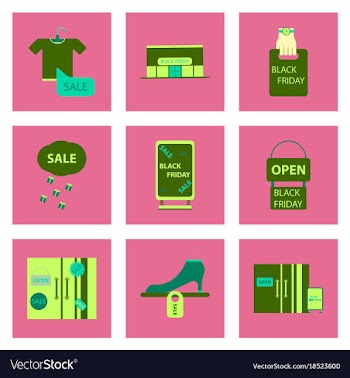 Flat assembly icons of black friday set vector image