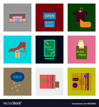 Flat assembly icons of black friday set vector image