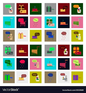 Flat assembly icons of black friday set vector image