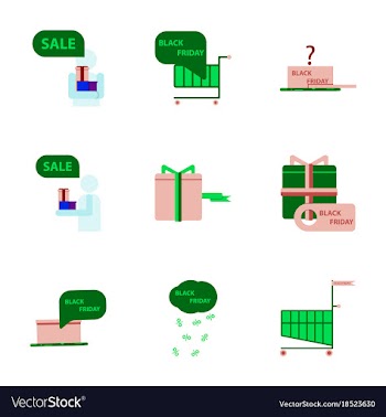 Flat assembly icons of black friday set vector image