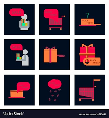 Flat assembly icons of black friday set vector image