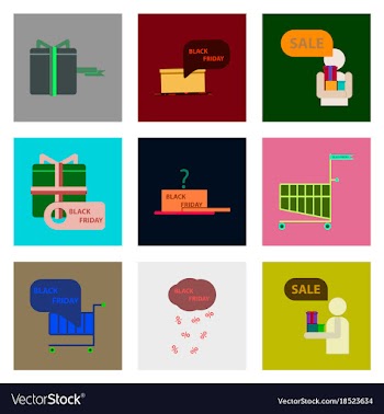 Flat assembly icons of black friday set vector image