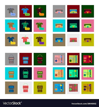 Flat assembly icons of black friday set vector image