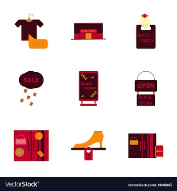 Flat assembly icons of black friday set vector image