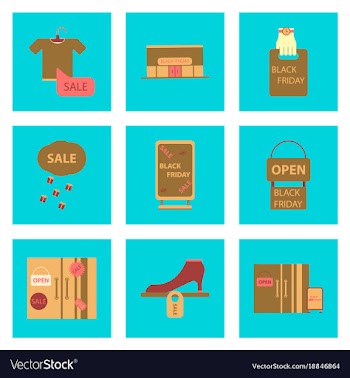 Flat assembly icons of black friday set vector image