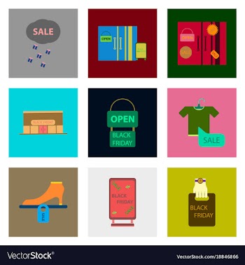 Flat assembly icons of black friday set vector image
