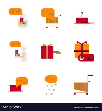 Flat assembly icons of black friday set vector image