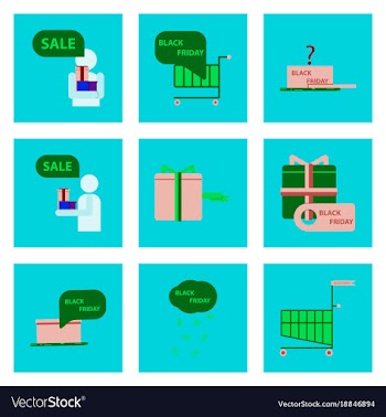 Flat assembly icons of black friday set vector image