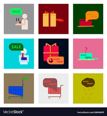 Flat assembly icons of black friday set vector image