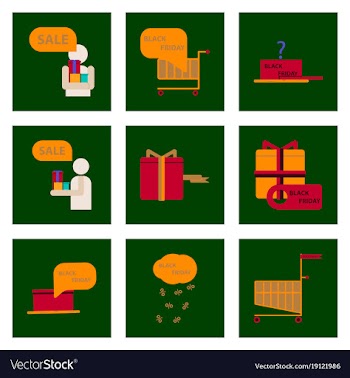 Flat assembly icons of black friday set vector image