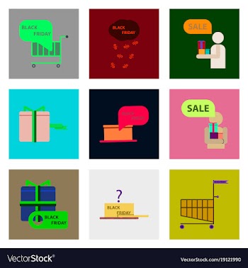 Flat assembly icons of black friday set vector image