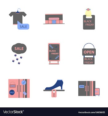 Flat assembly icons of black friday set vector image