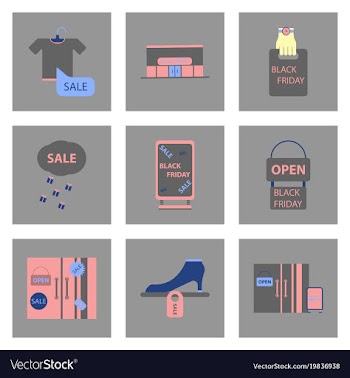 Flat assembly icons of black friday set vector image
