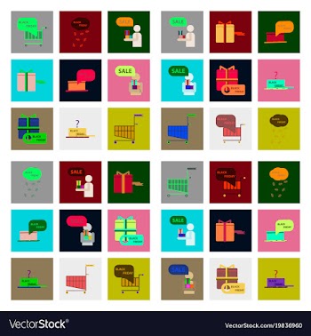 Flat assembly icons of black friday set vector image