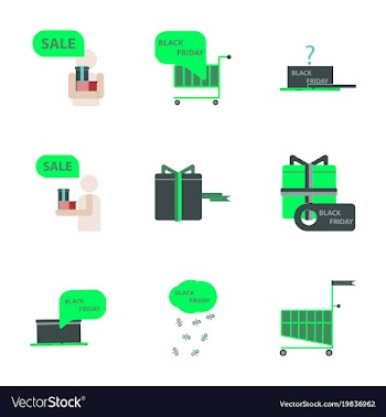 Flat assembly icons of black friday set vector image