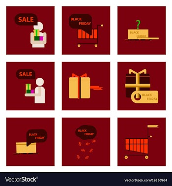 Flat assembly icons of black friday set vector image