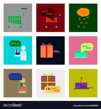 Flat assembly icons of black friday set vector image