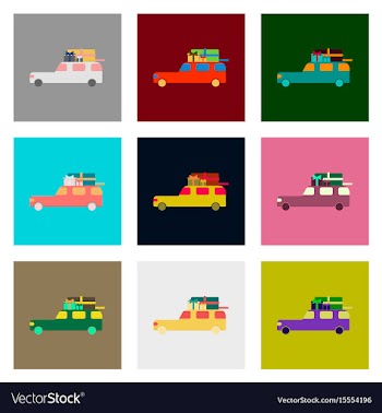 Flat assembly icons of car gifts vector image