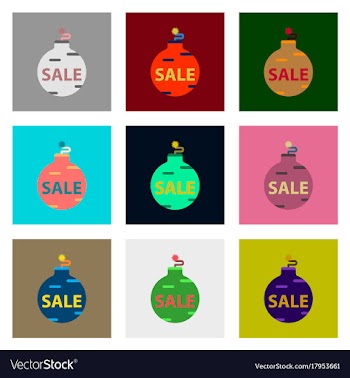 Flat assembly icons of christmas ball sale vector image