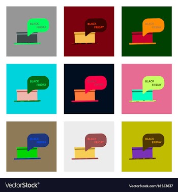 Flat assembly icons of gift box black friday vector image