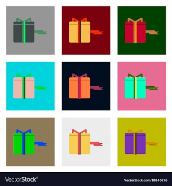 Flat assembly icons of gift box black friday vector image