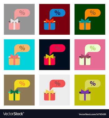 Flat assembly icons of gift box discount vector image