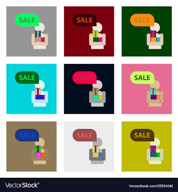 Flat assembly icons of human stick figure gifts vector image