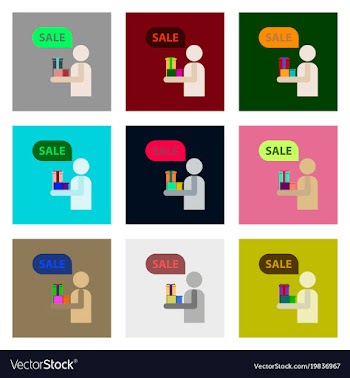 Flat assembly icons of human stick figure gifts vector image