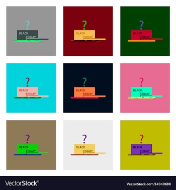 Flat assembly icons of open gift box black friday vector image