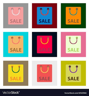 Flat assembly icons of package sale vector image