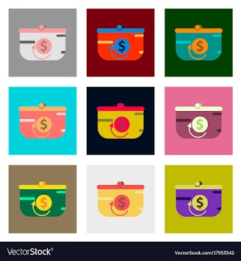 Flat assembly icons of purse discount vector image