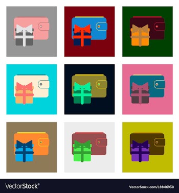 Flat assembly icons of purse gift vector image