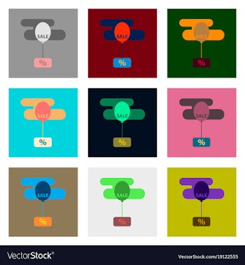 Flat assembly icons of sale balloon in the sky vector image