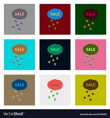 Flat assembly icons of sale gift rain vector image
