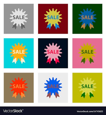 Flat assembly icons of sale label vector image
