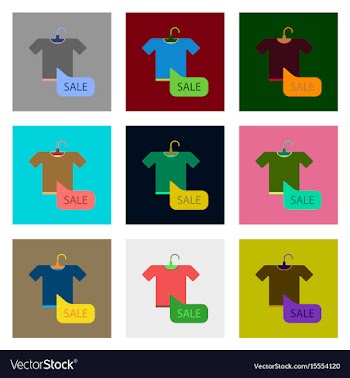 Flat assembly icons of sale t-shirt vector image