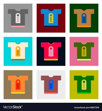 Flat assembly icons of sale t-shirt vector image