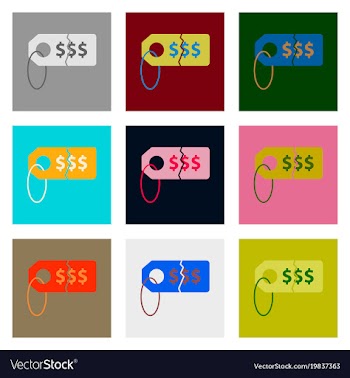 Flat assembly icons of sale tag money vector image