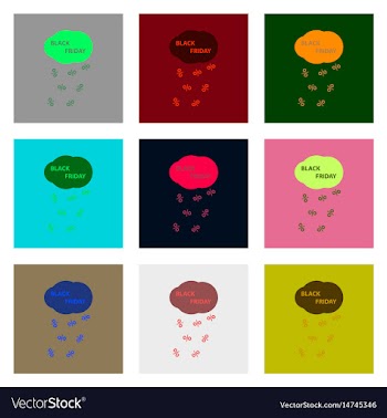 Flat assembly icons of set black friday rain cloud vector image