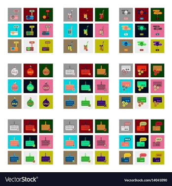 Flat assembly icons of set gifts and discounts vector image