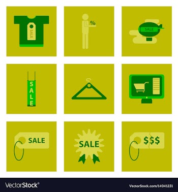Flat assembly icons of set gifts and discounts vector image