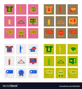 Flat assembly icons of set gifts and discounts vector image