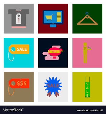 Flat assembly icons of set gifts and discounts vector image