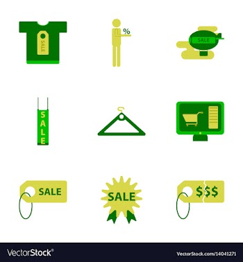 Flat assembly icons of set gifts and discounts vector image