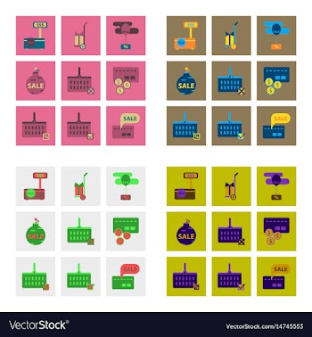 Flat assembly icons of set gifts and discounts vector image