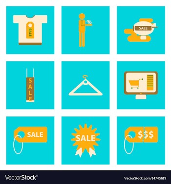 Flat assembly icons of set gifts and discounts vector image