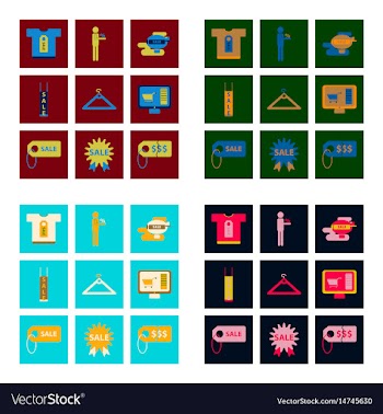 Flat assembly icons of set gifts and discounts vector image