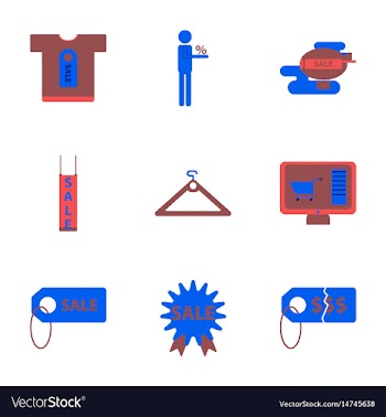 Flat assembly icons of set gifts and discounts vector image