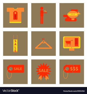 Flat assembly icons of set gifts and discounts vector image